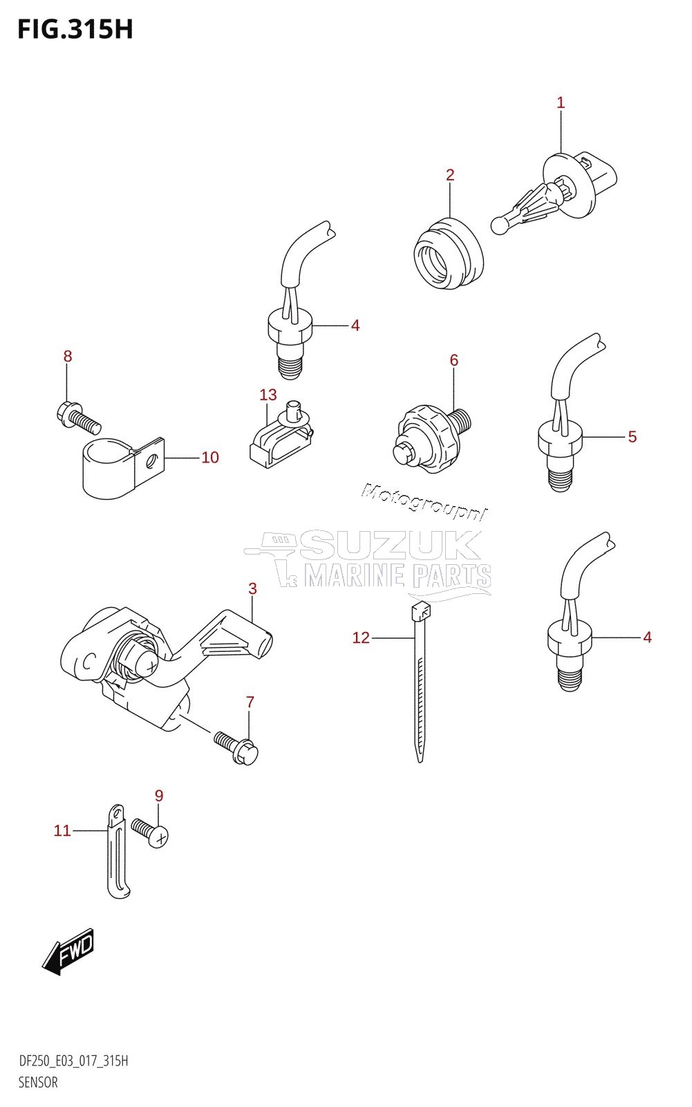 SENSOR (DF250ST:E03:X-TRANSOM)