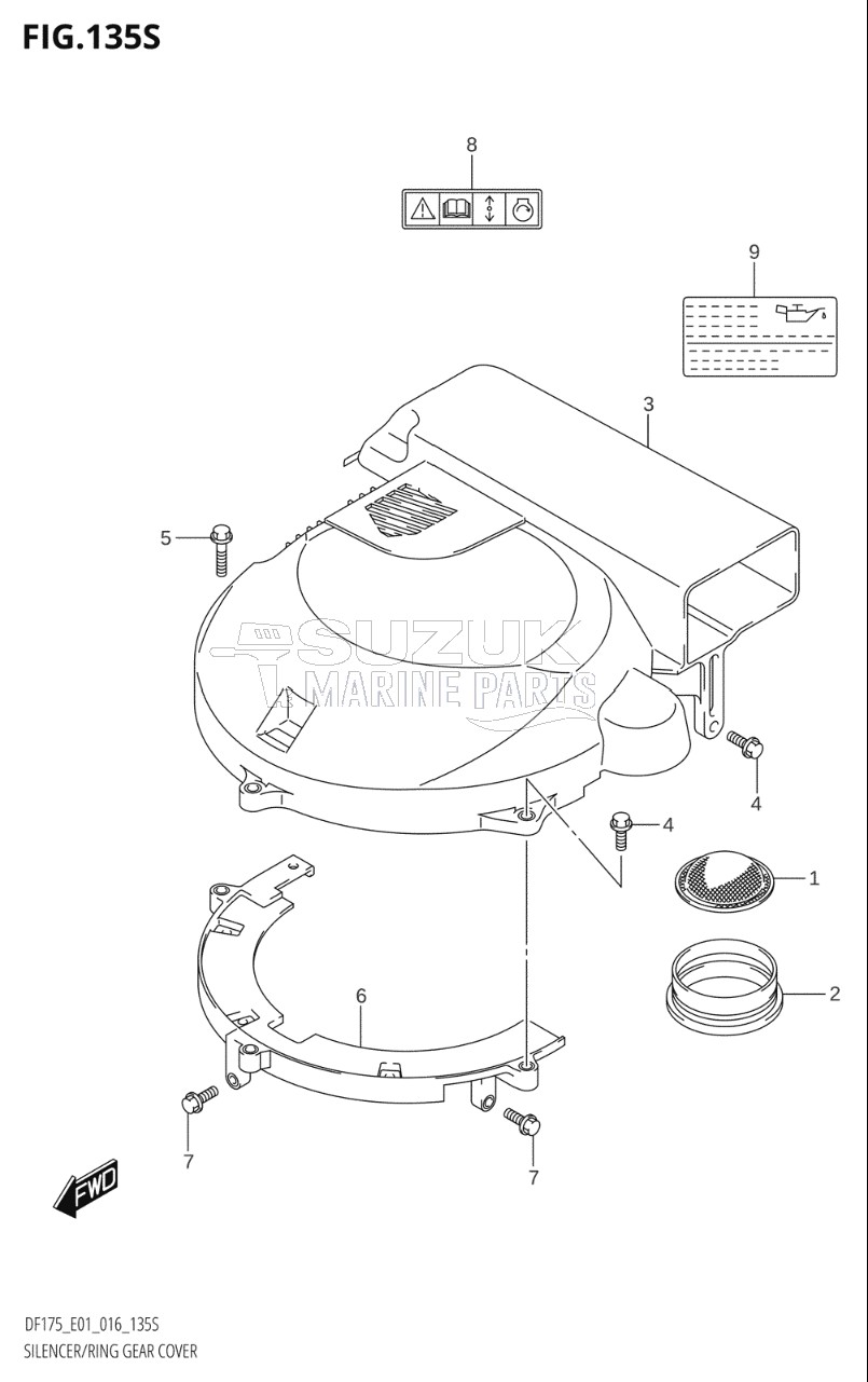 SILENCER / RING GEAR COVER (DF175ZG:E40)