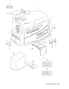 DT25C From 02507-010001 ()  1990 drawing ENGINE COVER (MODEL:88~93 /​ DT30C)