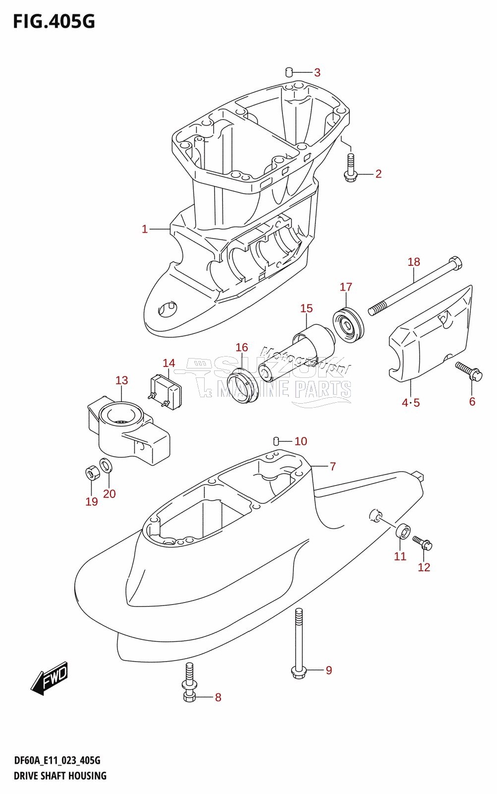 DRIVE SHAFT HOUSING (DF50AVTH:E01,(DF50AVT,DF60AVT):E03)