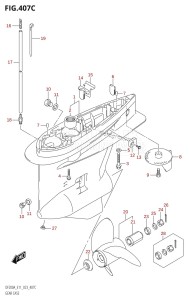 DF200A From 20003F-340001 (E11 E40)  2023 drawing GEAR CASE ((DF200AT,DF175AT,DF150AT,DF150AS):E03:(020,022))