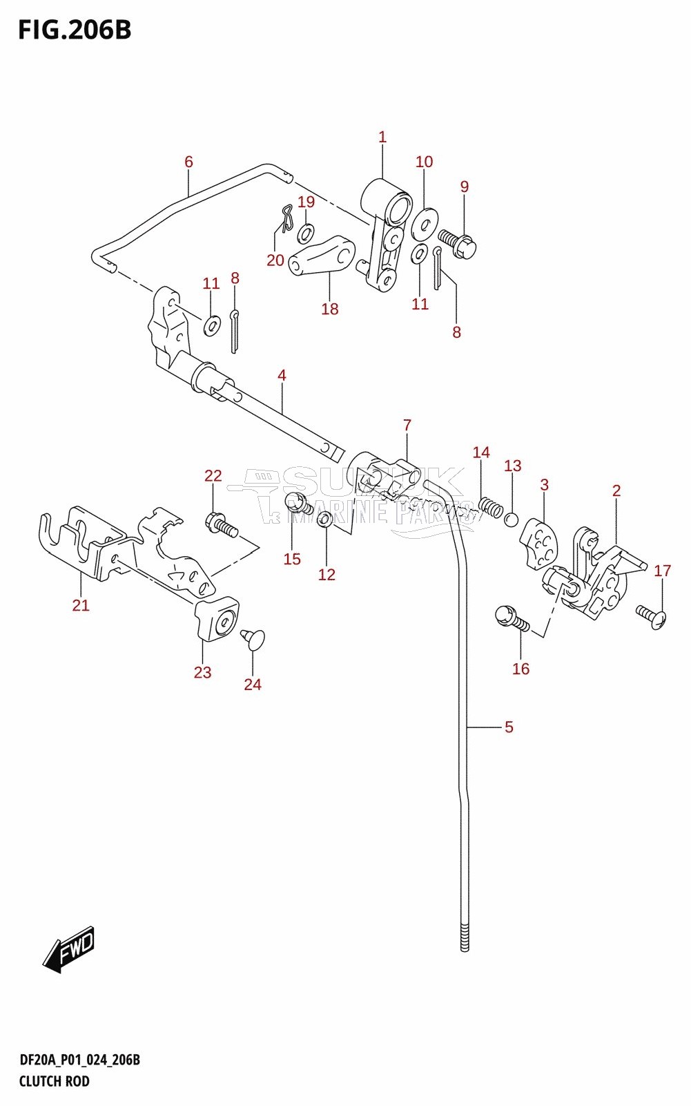 CLUTCH ROD (DF9.9BR,DF15AR,DF15AT,DF20AR,DF20AT)