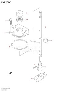 DF100 From 10002F-210001 (E03)  2012 drawing CLUTCH ROD (DF115Z)