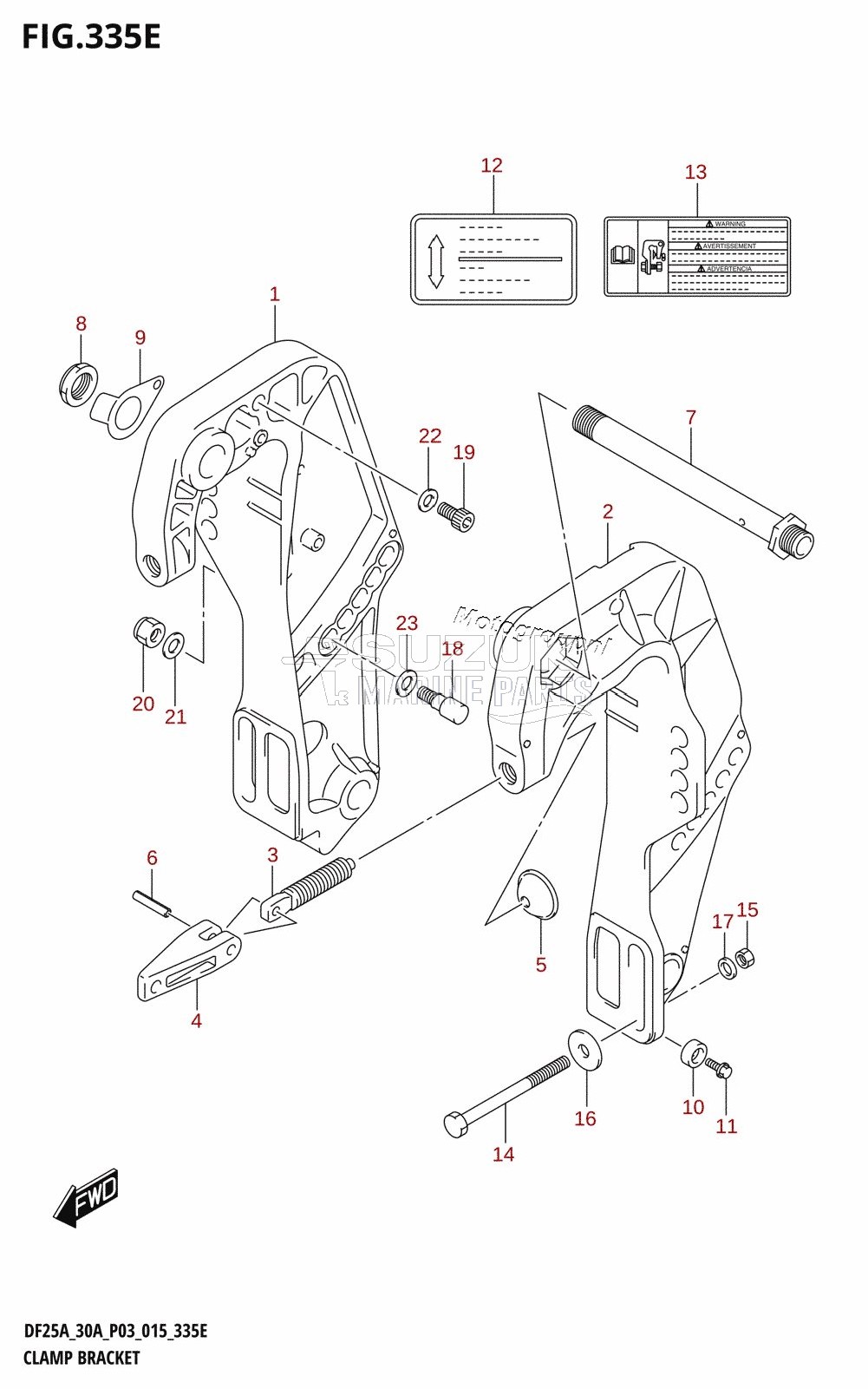 CLAMP BRACKET (DF25AQ:P03)