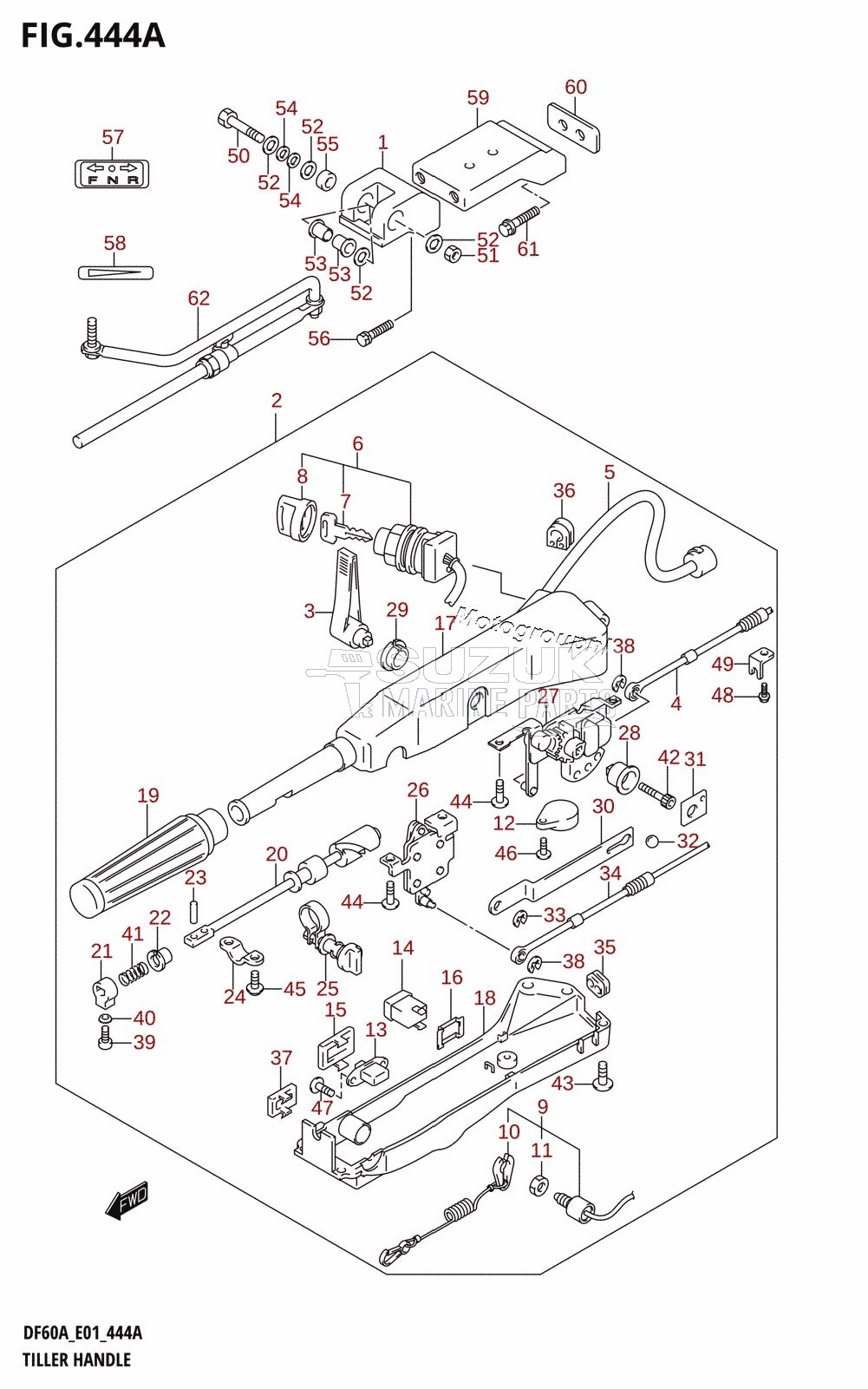 TILLER HANDLE (DF40AQH,DF50ATH,DF60ATH,DF60AWTH,DF60AQH,DF60AWQH)