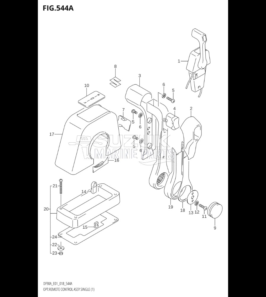 OPT:REMOTE CONTROL ASSY SINGLE (1) (DF70A,DF80A,DF90A,DF100B)