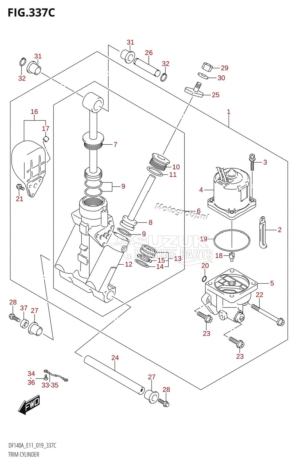 TRIM CYLINDER (DF140AT:E11,DF140AZ:E11,DF115AST)