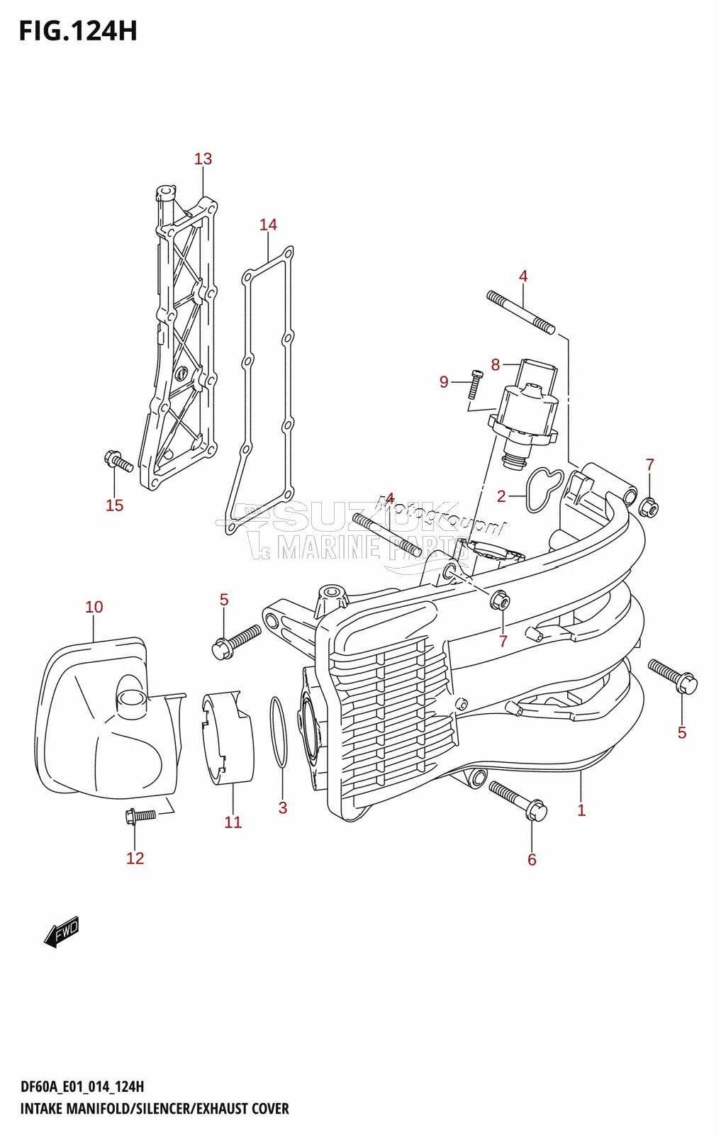 INTAKE MANIFOLD /​ SILENCER /​ EXHAUST COVER (DF60A:E40)