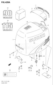 09001F-371001 (2003) 90hp E01-Gen. Export 1 (DF90TK3) DF90 drawing ENGINE COVER (K1,K2)