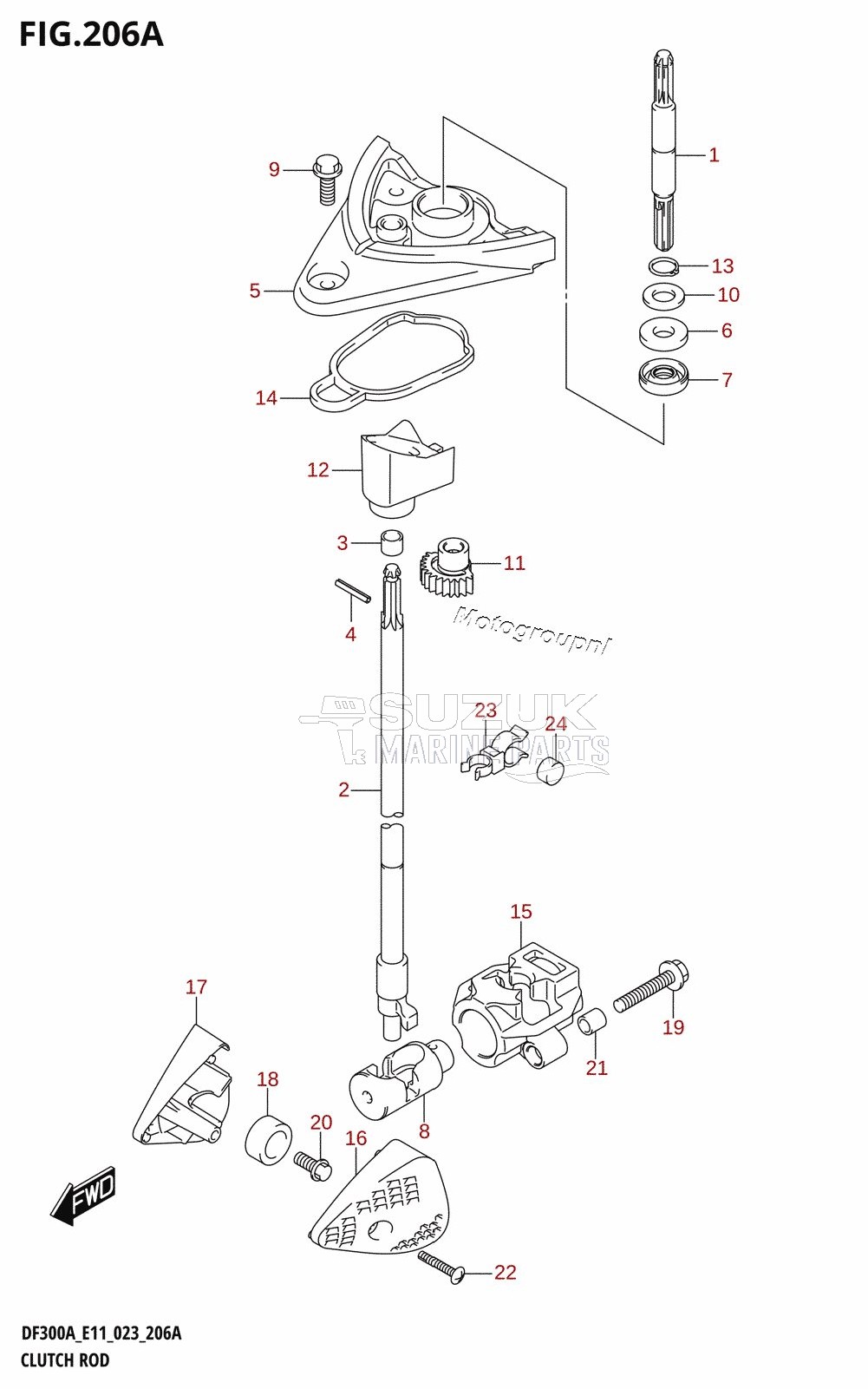 CLUTCH ROD (DF300A,DF250A)