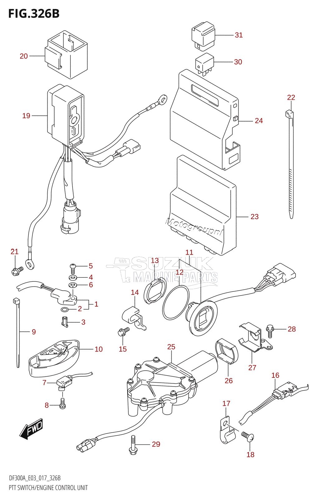 PTT SWITCH /​ ENGINE CONTROL UNIT (DF250A:E03)