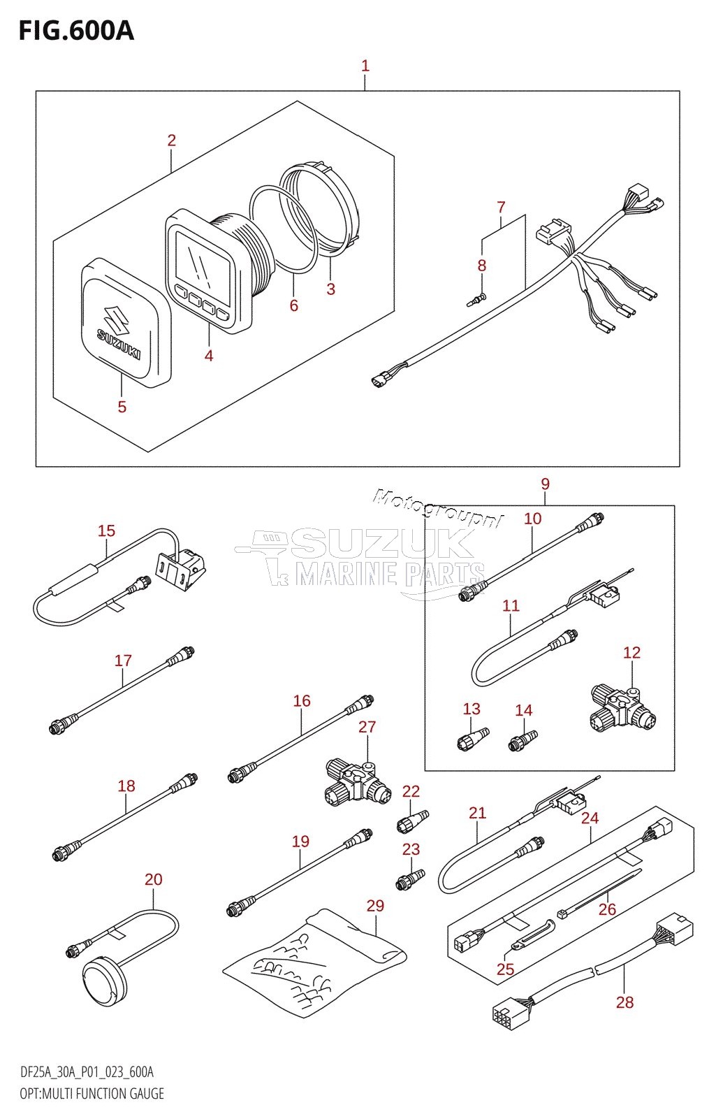 OPT:MULTI FUNCTION GAUGE ((020,021):(DF25AT,DF30AR,DF30AT),021:DF25AR)