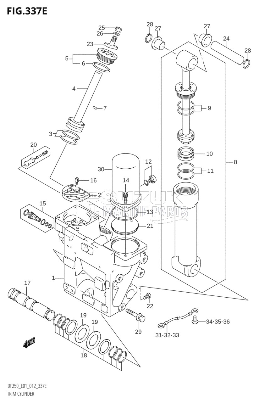 TRIM CYLINDER (DF225T:E01:(X-TRANSOM,XX-TRANSOM))