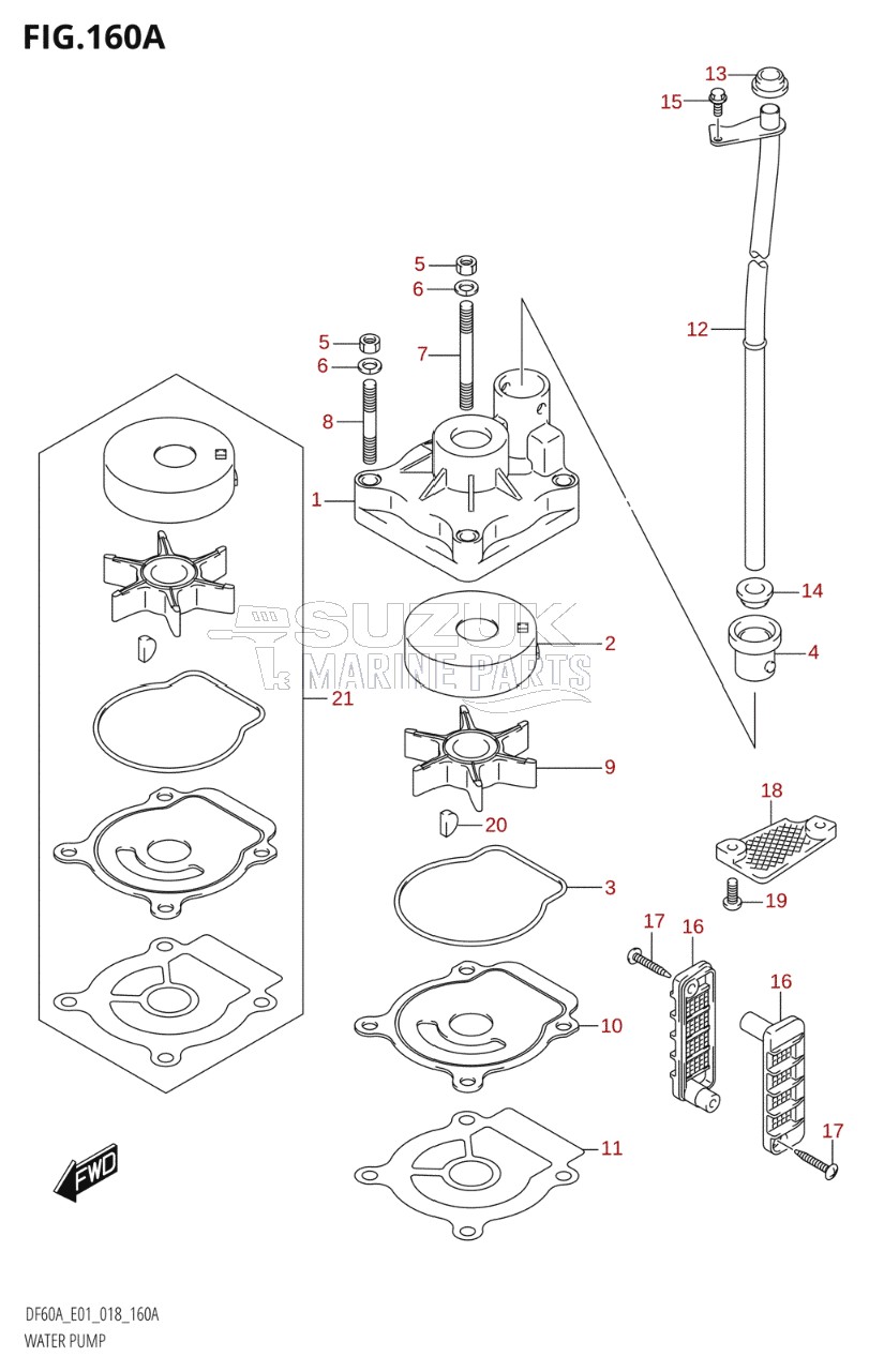 WATER PUMP (DF40A:E01,DF40AST:E34,DF50A:E01)