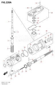 04004F-340001 (2023) 40hp E34-Italy (DF40AST) DF40A drawing TRANSMISSION (SEE NOTE)