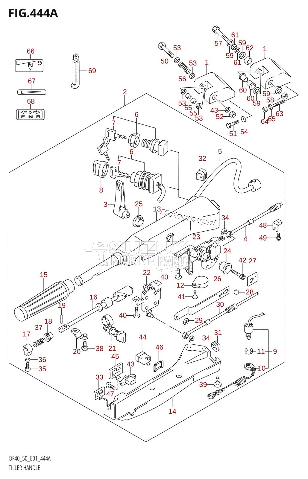 TILLER HANDLE (DF40QH,DF50QH,DF50WQH,DF50TH)