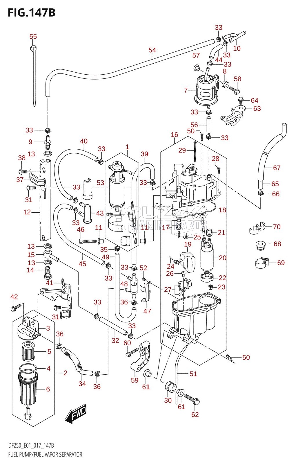 FUEL PUMP /​ FUEL VAPOR SEPARATOR (DF200T:E40)