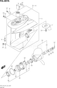 03003F-240001 (2022) 30hp P01 P40-Gen. Export 1 (DF30A    DF30AQ    DF30AR    DF30AT    DF30ATH) DF30A drawing GEAR CASE (DF25A,DF25AR,DF30AR)