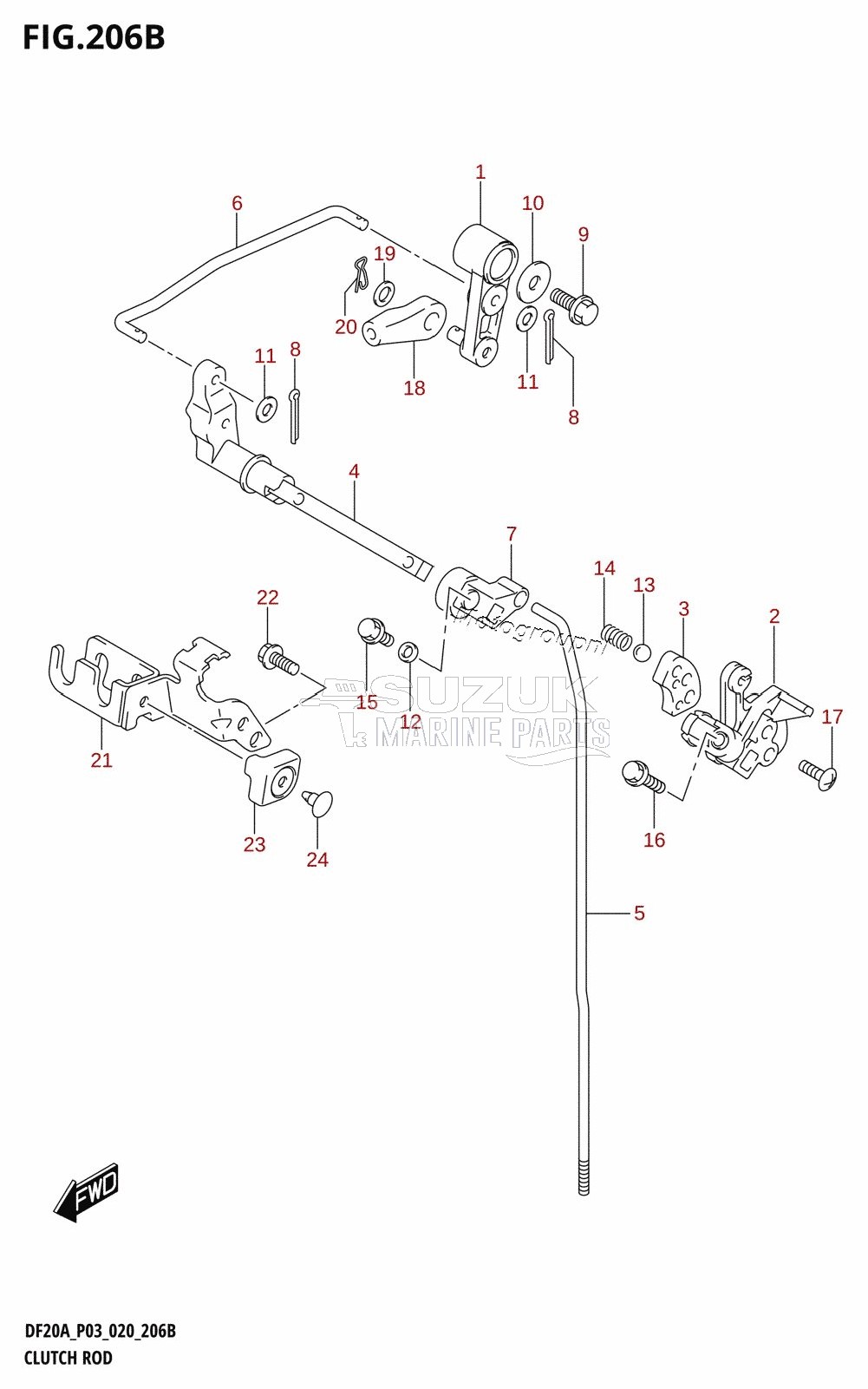 CLUTCH ROD (DF9.9BT,DF20AT)