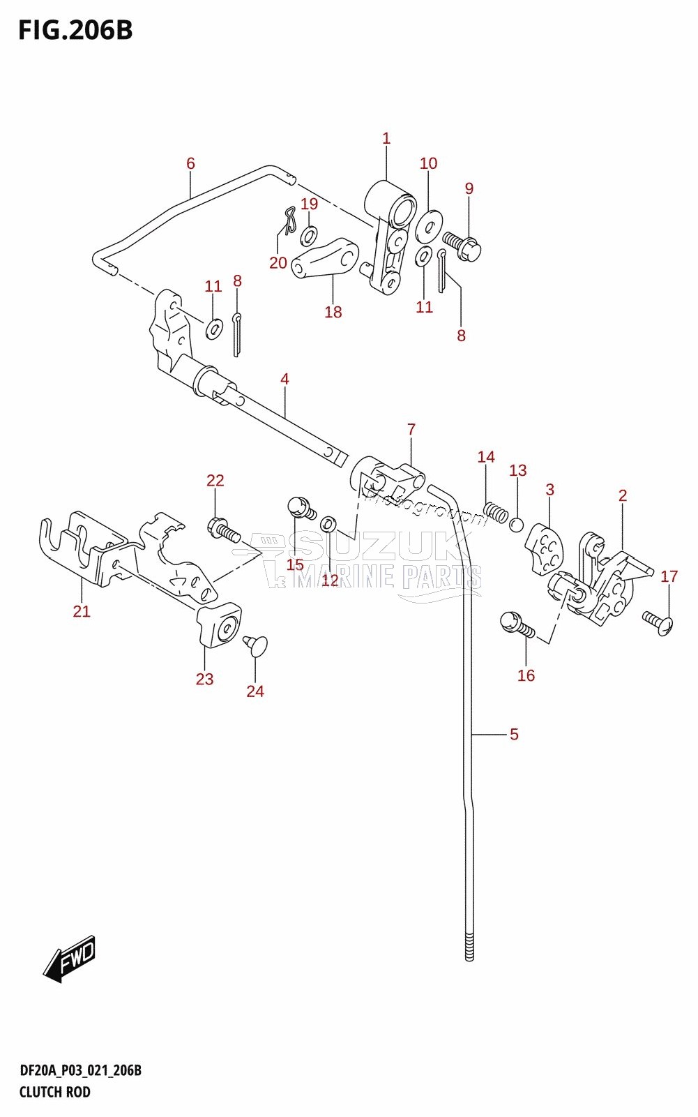 CLUTCH ROD (DF9.9BT,DF20AT)