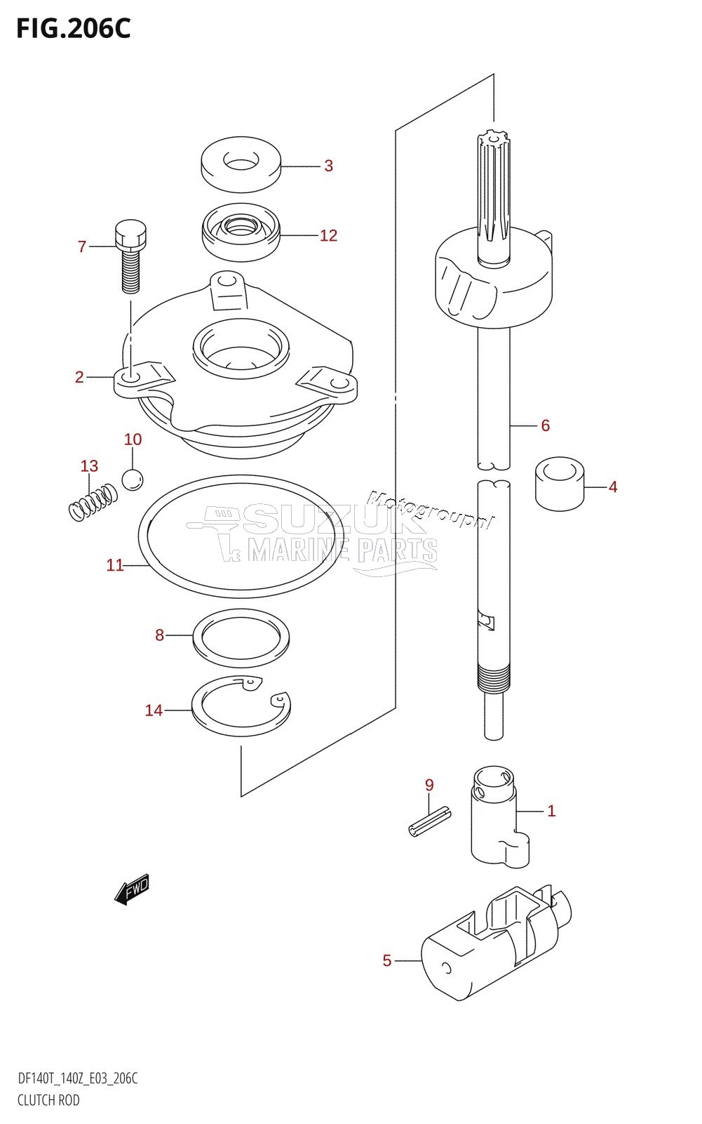 CLUTCH ROD (DF140Z:(K2,K3,K4,K5,K6))