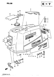 DT75 From 070501-60614 ()  1986 drawing ENGINE COVER (E28)