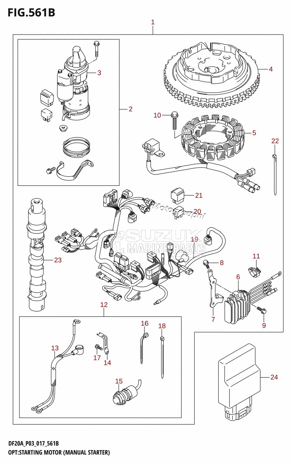 OPT:STARTING MOTOR (MANUAL STARTER) (DF15A:P03:M-STARTER)