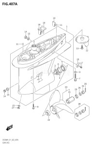 20003P-340001 (2023) 200hp E11 E40-Gen. Export 1-and 2 (DF200AP   DF200AP    DF200AP) DF200AP drawing GEAR CASE