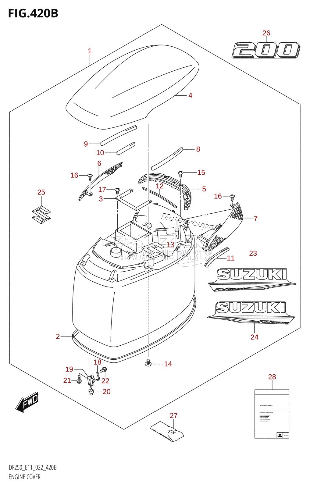 ENGINE COVER ((DF200T,DF200Z):021)