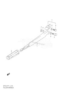 DT2.2 From 00222-251001 ()  2002 drawing TILLER HANDLE