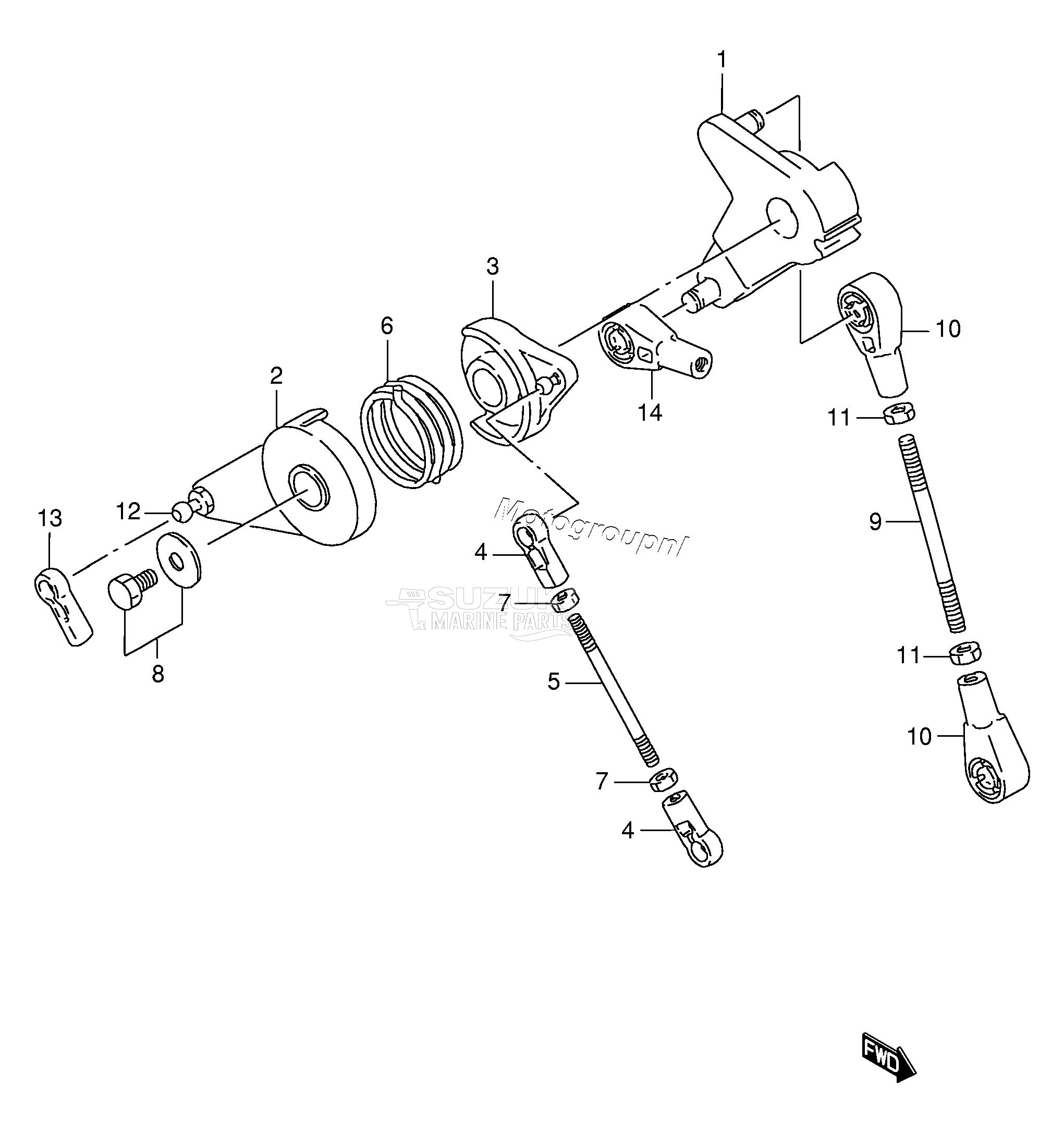 THROTTLE LINK (DT150 /​ 175 /​ 200 /​ 200T)(*)