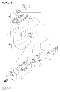 02002F-040001 (2020) 20hp E01 P01 P40-Gen. Export 1 (DF20A   DF20A    DF20AR   DF20AR    DF20AT   DF20AT    DF20ATH   DF20ATH) DF20A drawing GEAR CASE (P40:3 BLADE)