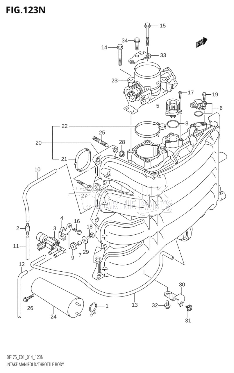 INTAKE MANIFOLD / THROTTLE BODY (DF175Z:E01)