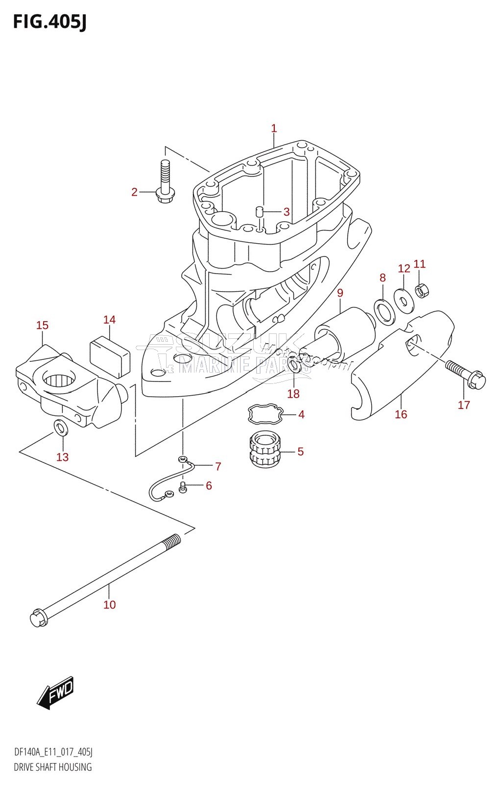 DRIVE SHAFT HOUSING (DF140AZ:E40)