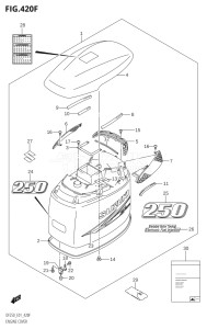 22501Z-421001 (2004) 225hp E01-Gen. Export 1 (DF225ZK4) DF225Z drawing ENGINE COVER ((DF250T,DF250Z):(K10,011))