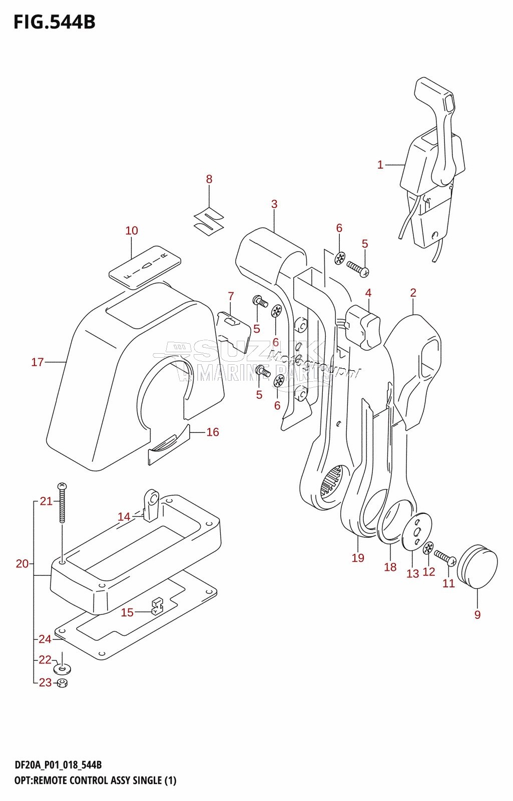 OPT:REMOTE CONTROL ASSY SINGLE (1) (DF15AR,DF15AT,DF20A)