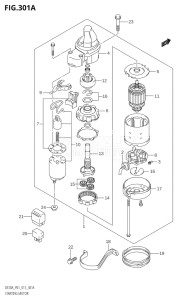 00995F-310001 (2013) 9.9hp P01-Gen. Export 1 (DF9.9BP  DF9.9BR) DF9.9B drawing STARTING MOTOR (E-STARTER)