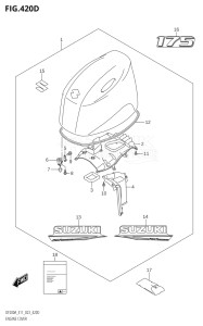 20003F-140001 (2021) 200hp E11 E40-Gen. Export 1-and 2 (DF200AT) DF200A drawing ENGINE COVER ((DF175AT,DF175AZ):(021,022,023))