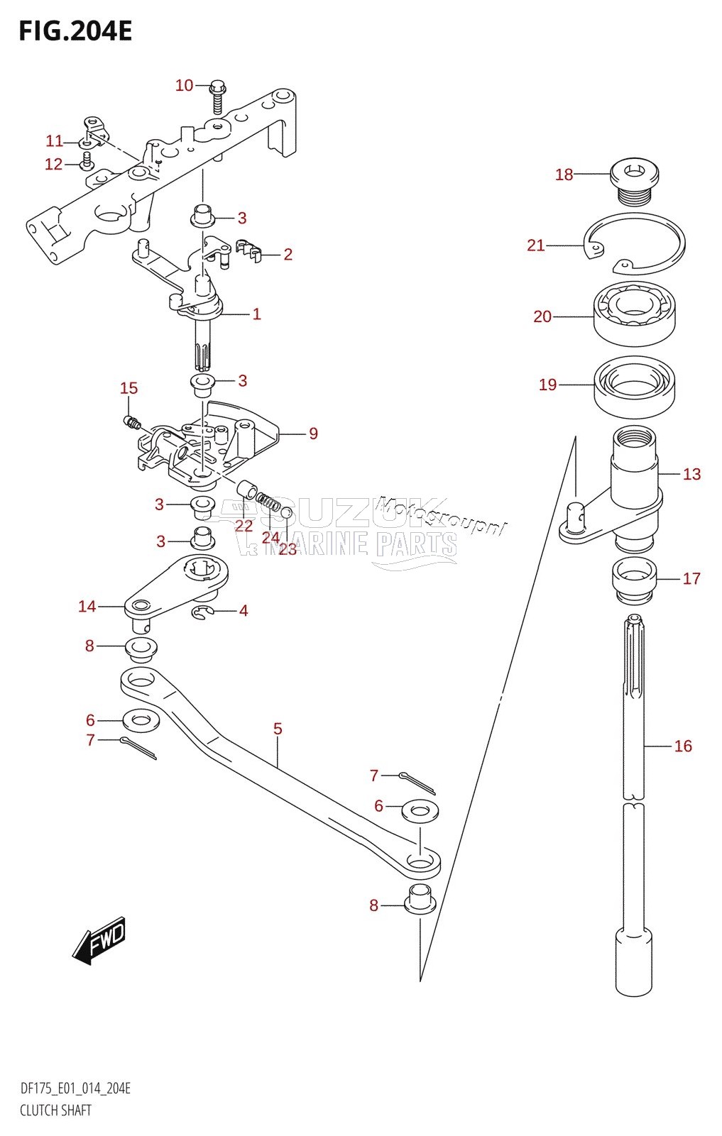 CLUTCH SHAFT (DF150Z:E01)