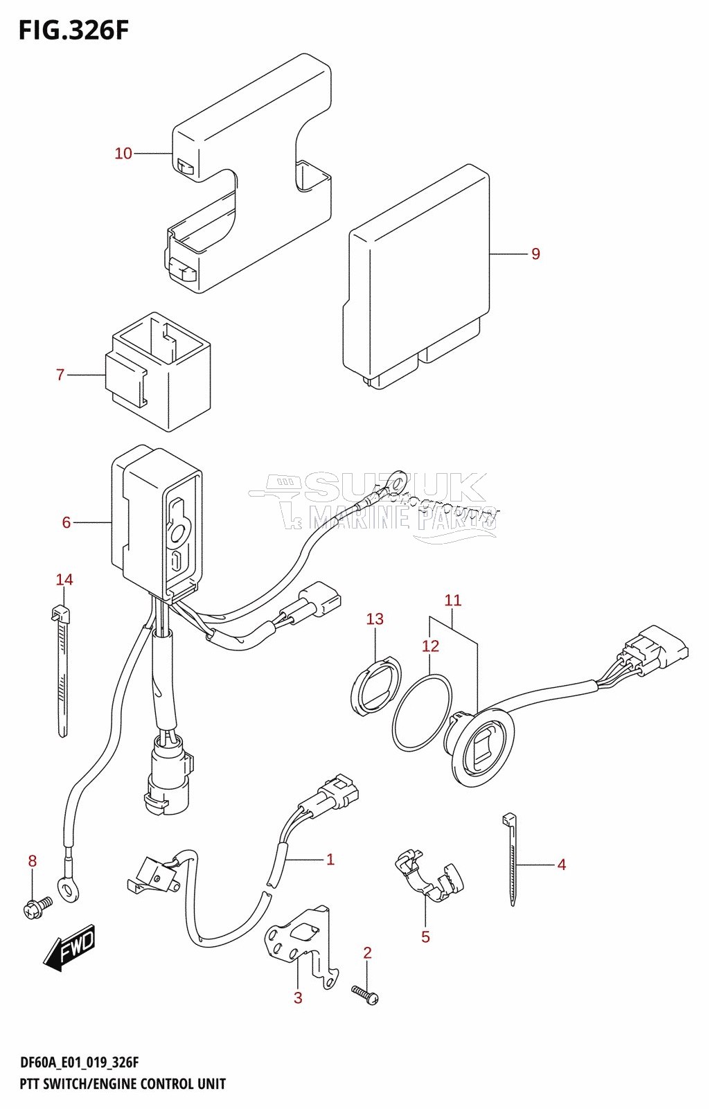 PTT SWITCH /​ ENGINE CONTROL UNIT (DF60A:E40,DF60ATH:E40)