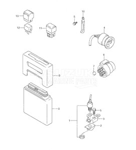 Outboard DF 115 drawing PTT Switch Engine Control Unit (2001 to 2003)