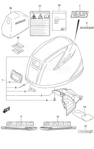 Outboard DF 25A drawing Engine Cover Non-Remote Control