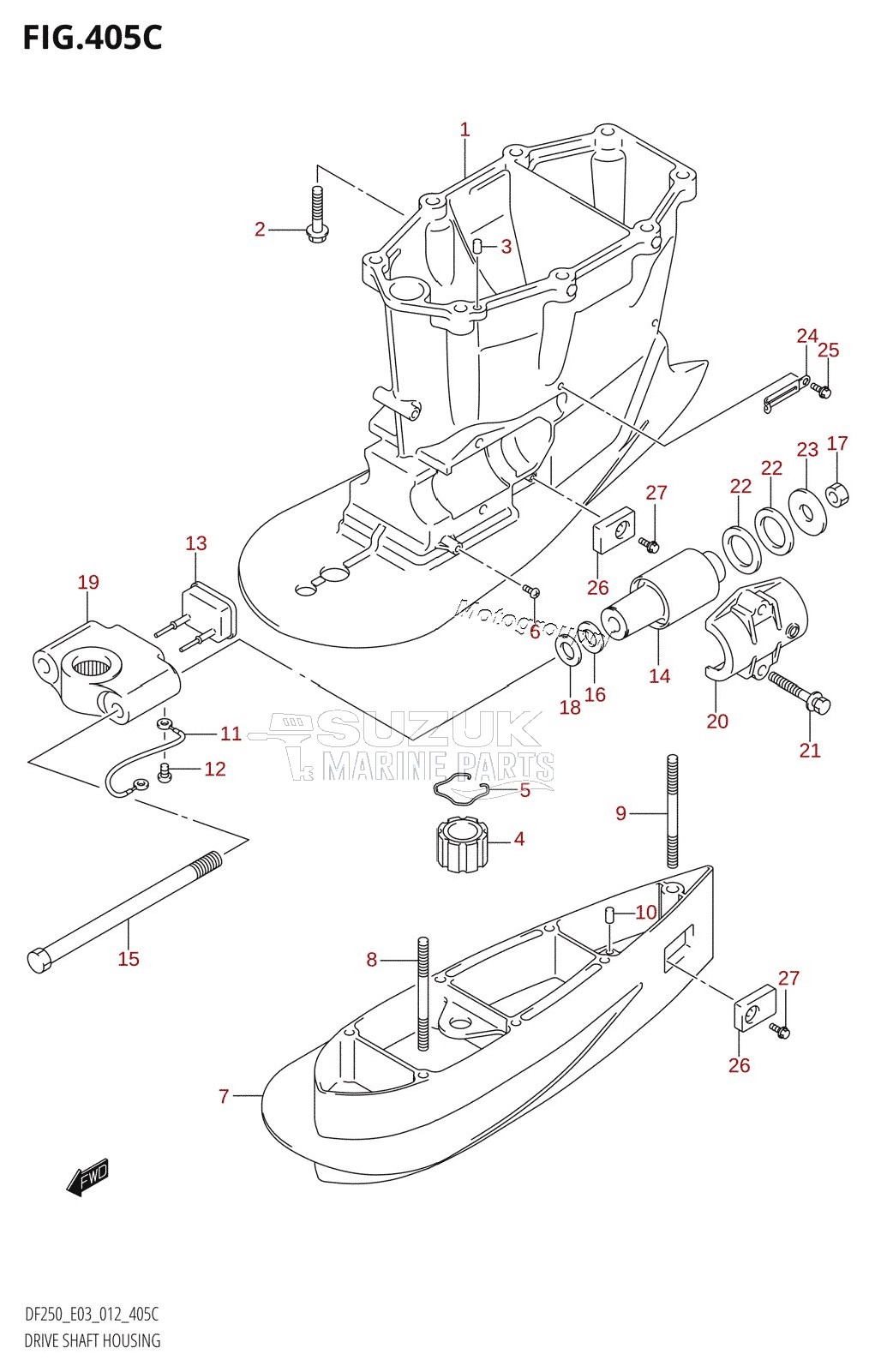 DRIVE SHAFT HOUSING (DF225T:E03:(X-TRANSOM,XX-TRANSOM))