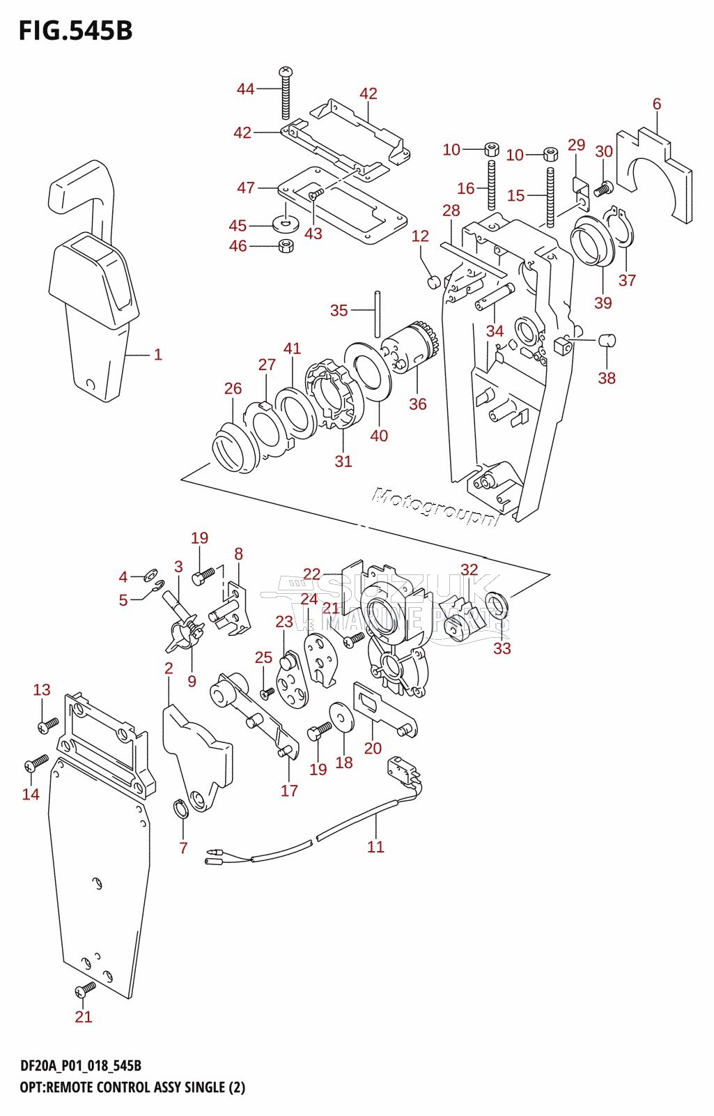 OPT:REMOTE CONTROL ASSY SINGLE (2) (DF15AR,DF15AT,DF20A)