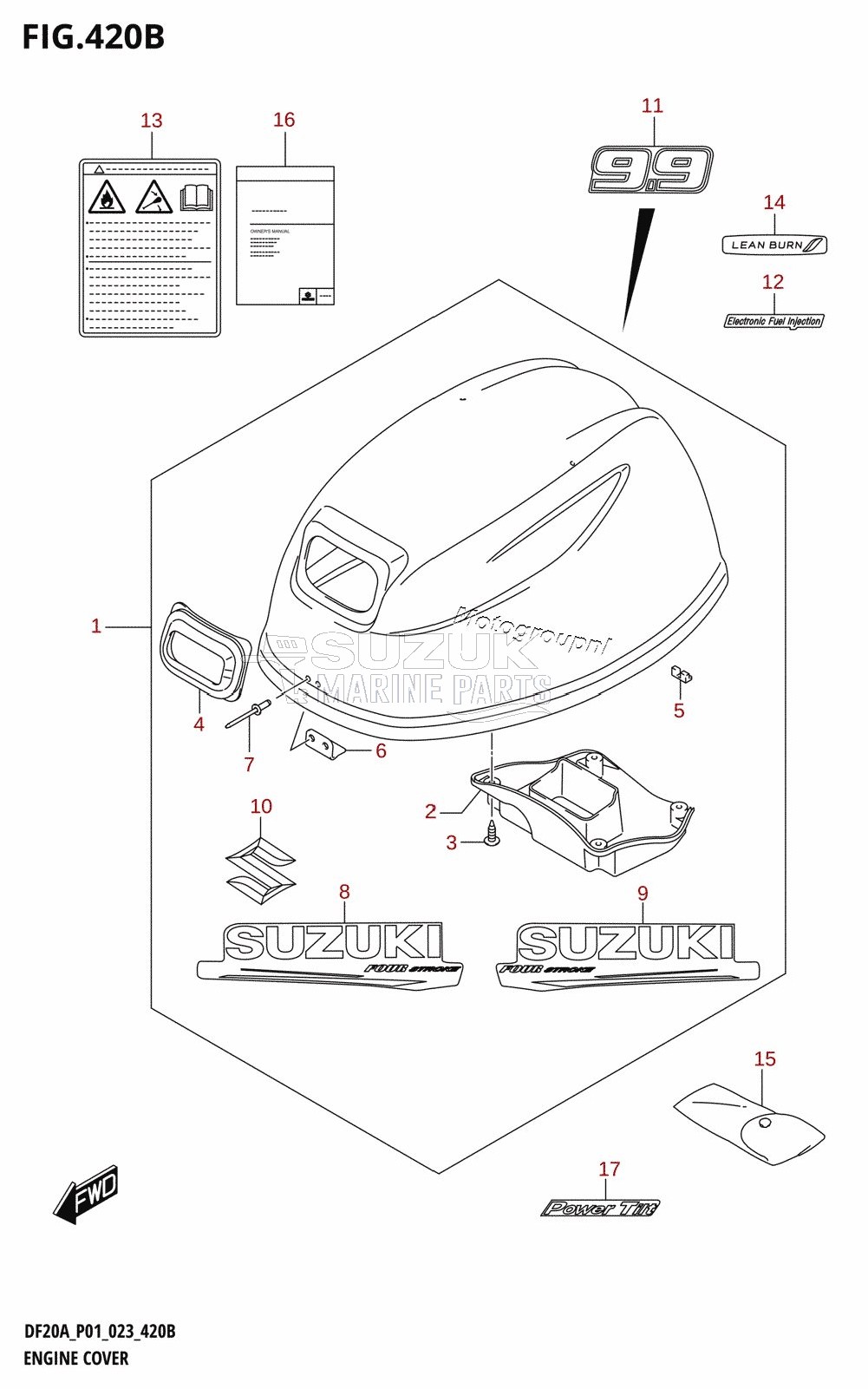 ENGINE COVER ((DF9.9B,DF9.9BR,DF9.9BT,DF9.9BTH):020)