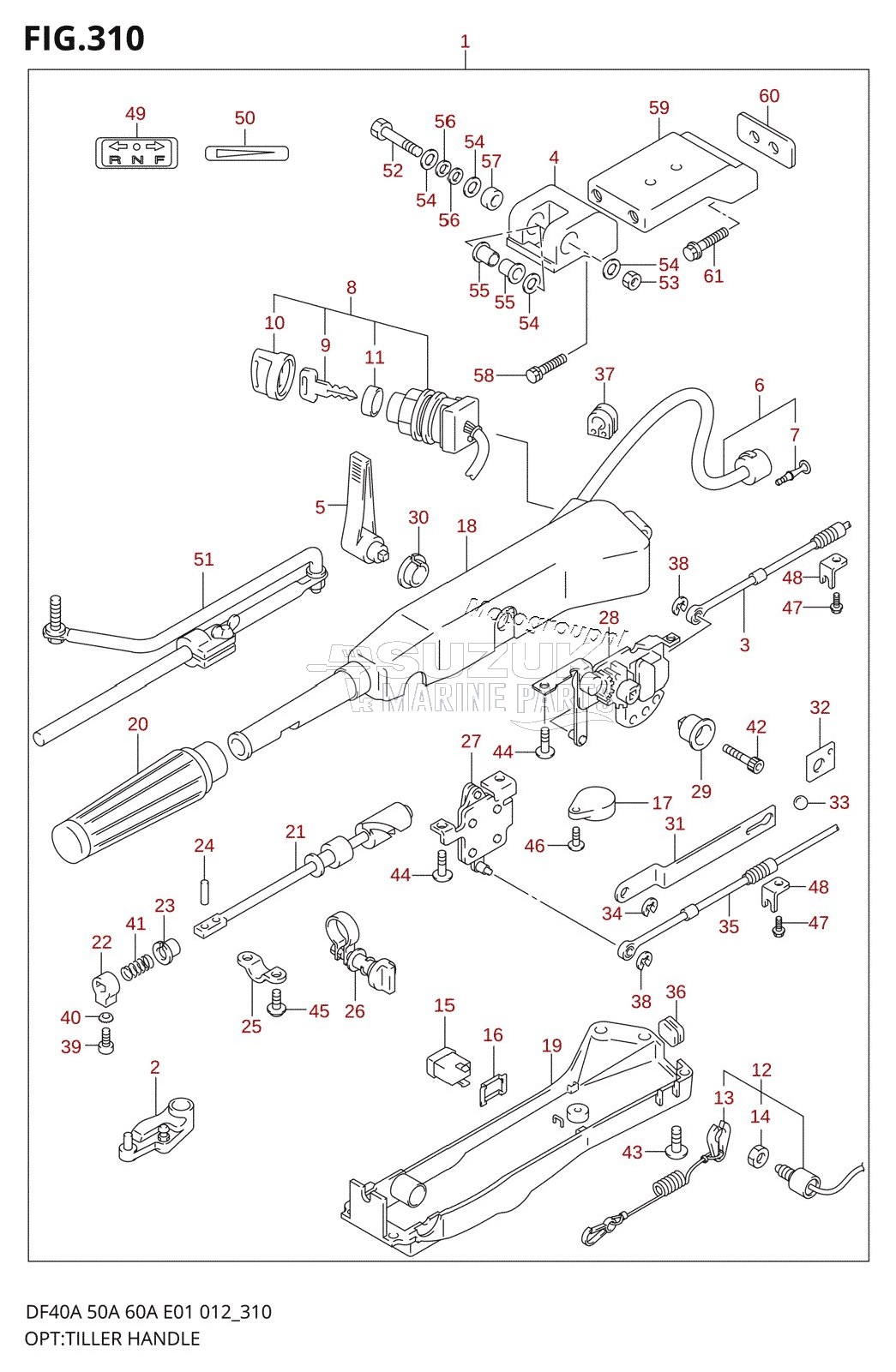 OPT:TILLER HANDLE (DF40AST E34)