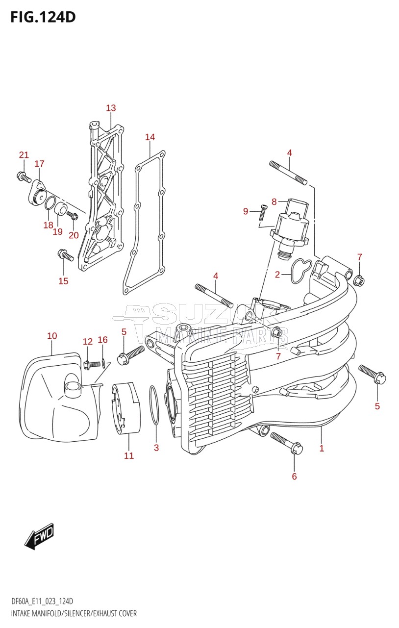 INTAKE MANIFOLD / SILENCER / EXHAUST COVER ((DF60A,DF60AQH,DF60ATH,DF60AVT,DF60AVTH):(022,023))