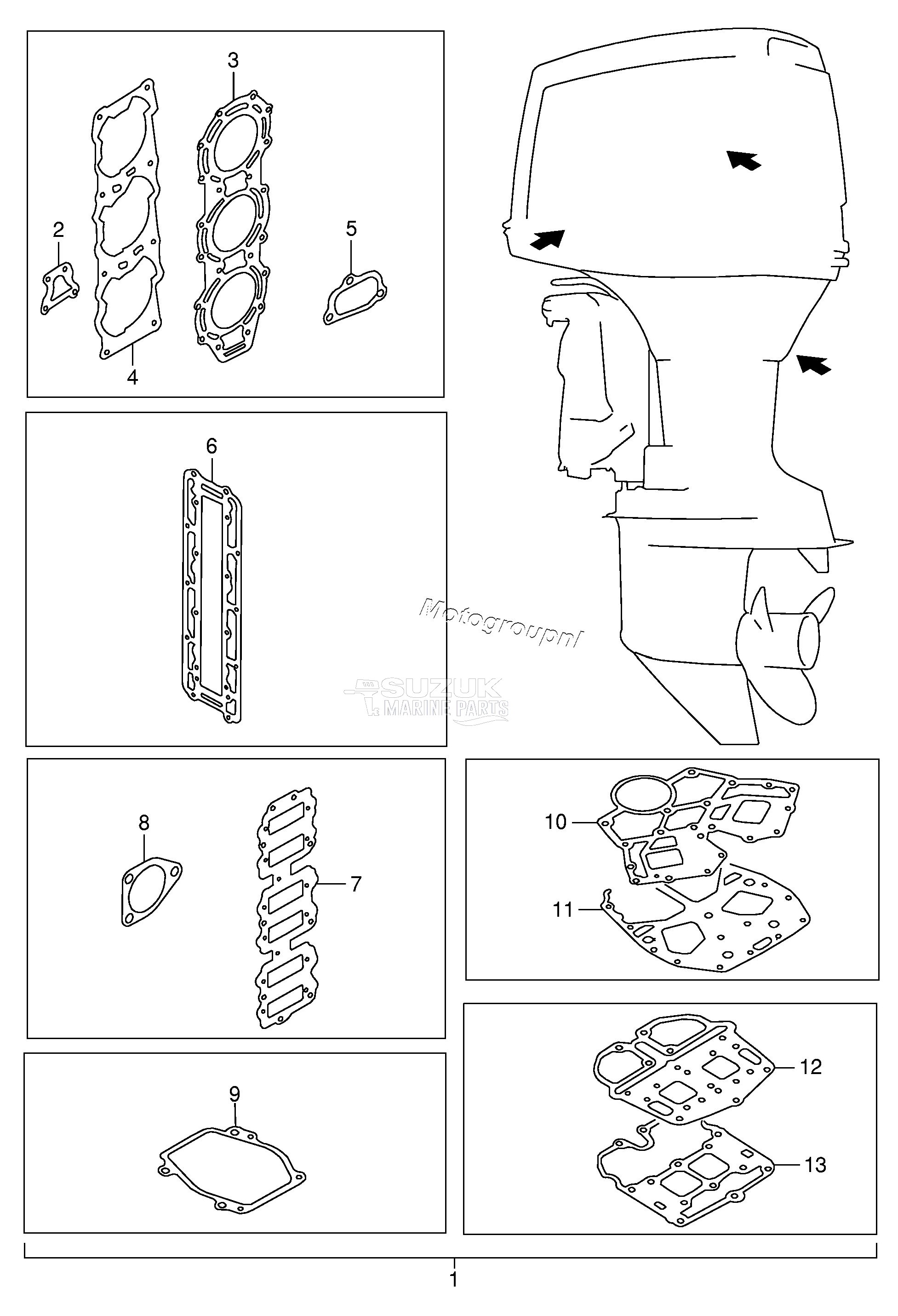 OPTIONAL : GASKET SET (DT150(S) /​ 200)