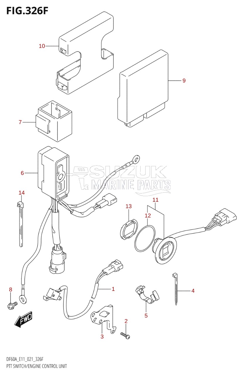 PTT SWITCH / ENGINE CONTROL UNIT (SEE NOTE)