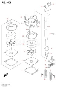 04003F-240001 (2022) 40hp E01 E11-Gen. Export 1-and 2 (DF40A  DF40AQH  DF40AQH  DF40AT  DF40AT  DF40ATH  DF40ATH) DF40A drawing WATER PUMP (SEE NOTE)